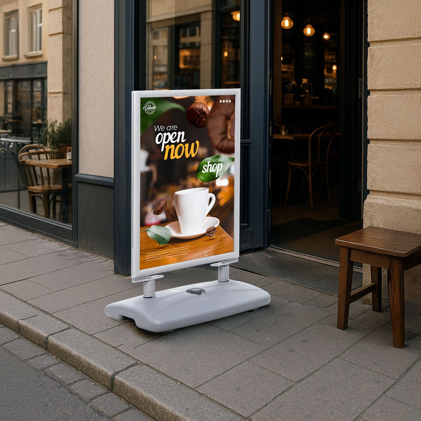 Kundenstopper Alu "Poster Swing" mit Wassertank, DIN A1, Silber, Outdoor