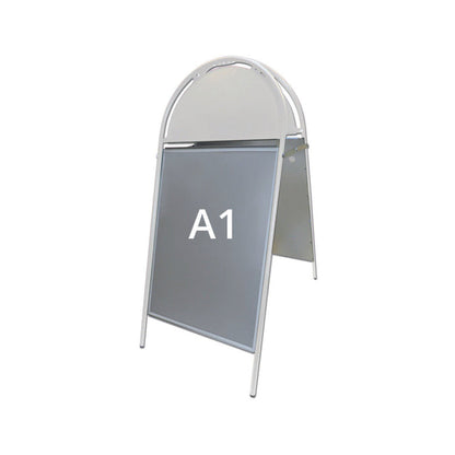 Kundenstopper Stahlrohr Classic mit Logoschild rund, Outdoor