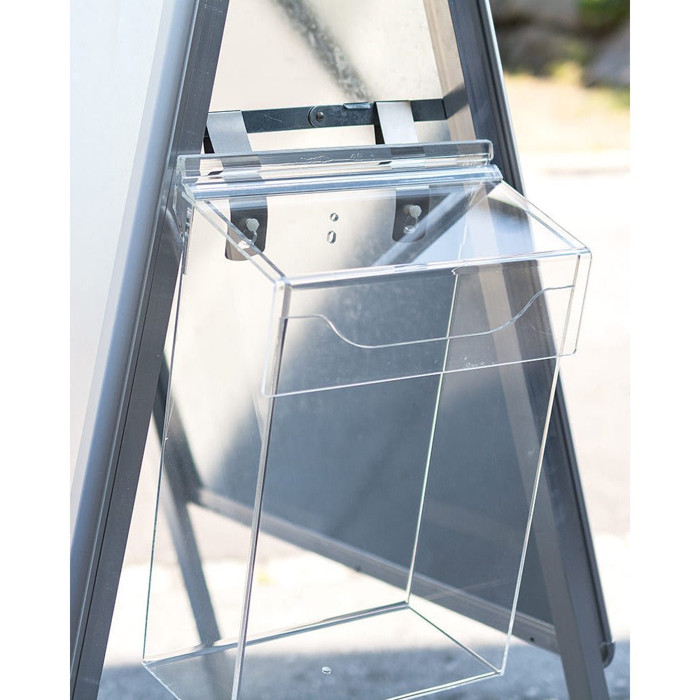 Acryl Prospektbox für Kundenstopper, Wandprospektbox - Wandhalter - Speedjust Schweiz