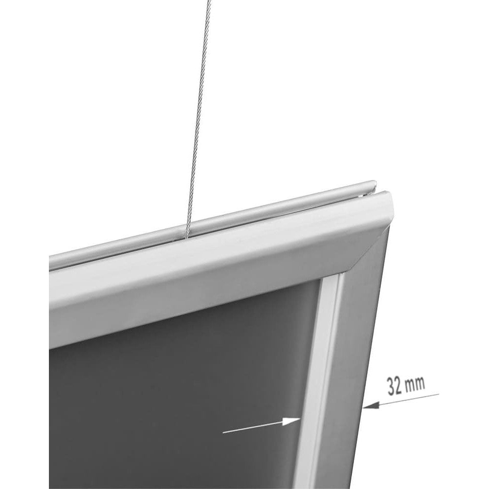 Alu Klapprahmen hängend beidseitig 32mm – Silber (DIN A2, A1, B2, B1)