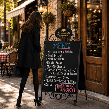 Heritage Sign Antik – Kundenstopper mit Kreidetafel & Rollen