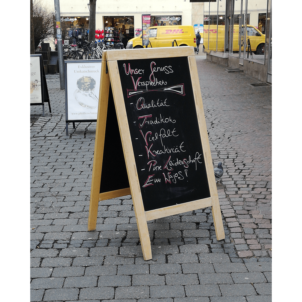 Securit® Holz Kundenstopper 140x70cm, Deluxe, Buche, Outdoor