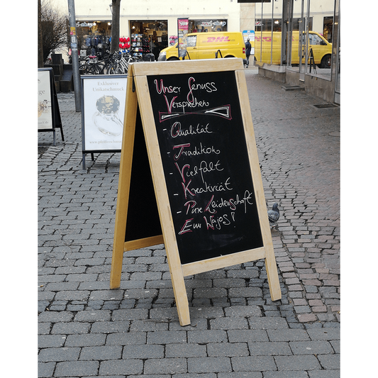 Securit® Holz Kundenstopper 140x70cm, Deluxe, Buche, Outdoor