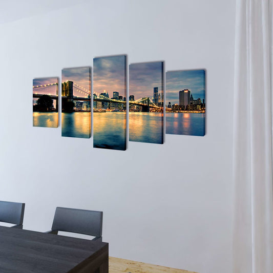 Bilder Dekoration Set Brooklyn Bridge Seeblick 200 x 100 cm - Poster, Drucke & Wandbilder - Speedjust Schweiz