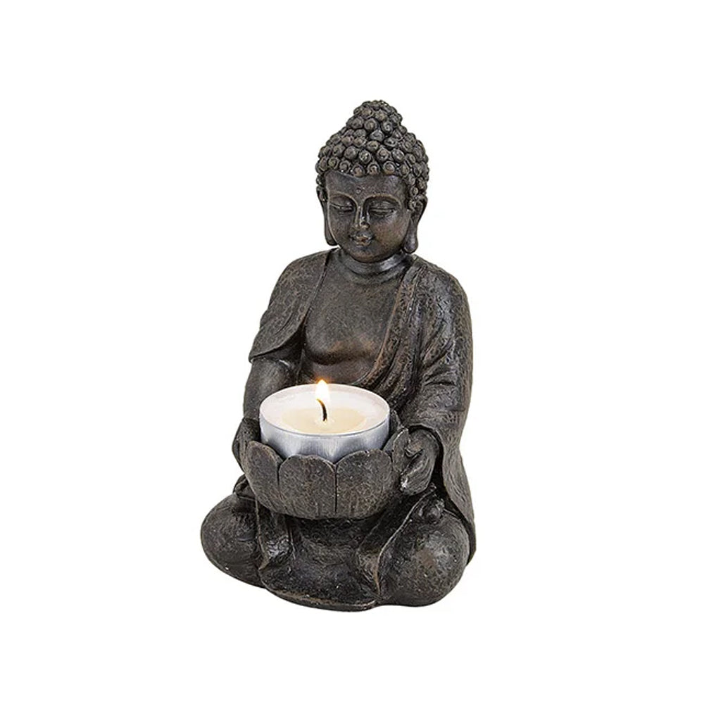 Buddha mit Teelichhalter, 14 cm