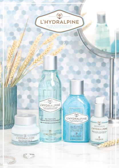 Set ou Coffret Cadeau Crème Visage Hydratante 24h + Sérum Visage Hydratante 24h + Eau Tonifiante + Gel Nettoyant Exfoliant L'HYDRALPINE