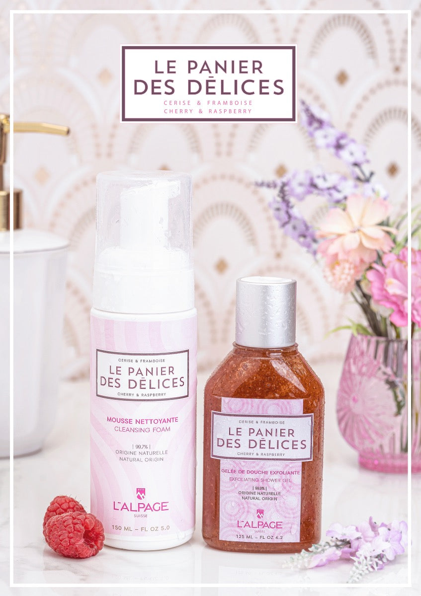 Coffret Cadeau Gelée de Douche Exfoliante 125ml + Mousse Nettoyante LE PANIER DES Délices