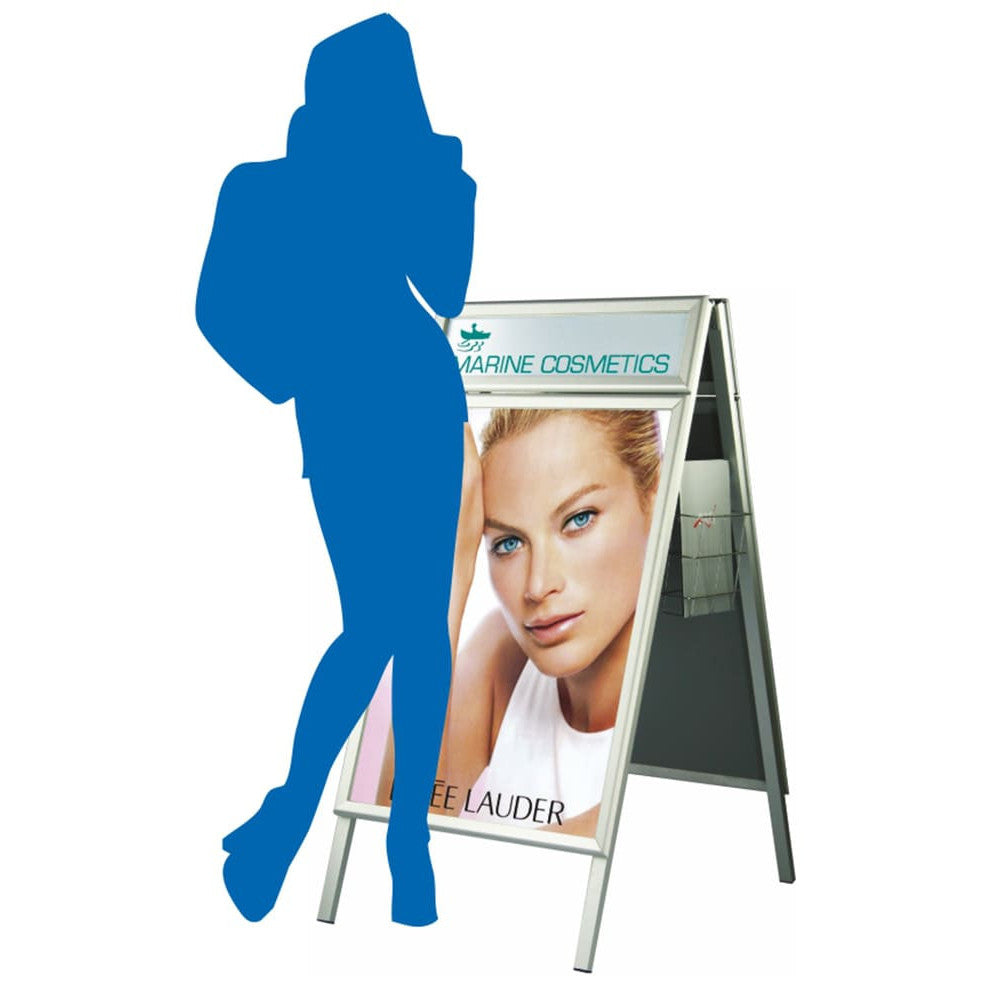 Kundenstopper Alu Classic mit Logoschild, DIN A1, Silber, Outdoor