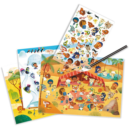Decalcomanie Djeco - Savana, Deserto, Polo Nord