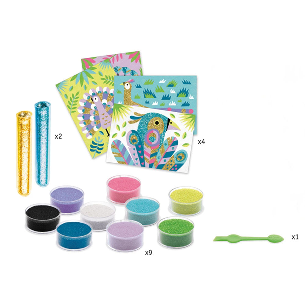 Djeco Sand Pictures Uccelli colorati