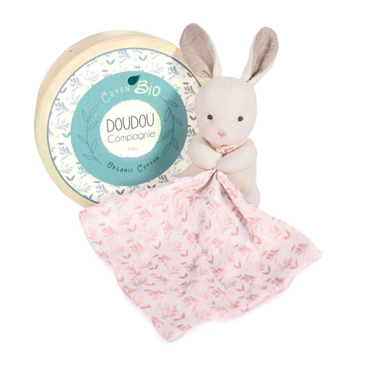 Bio Hase mit Schmusetuch, rosa 15cm