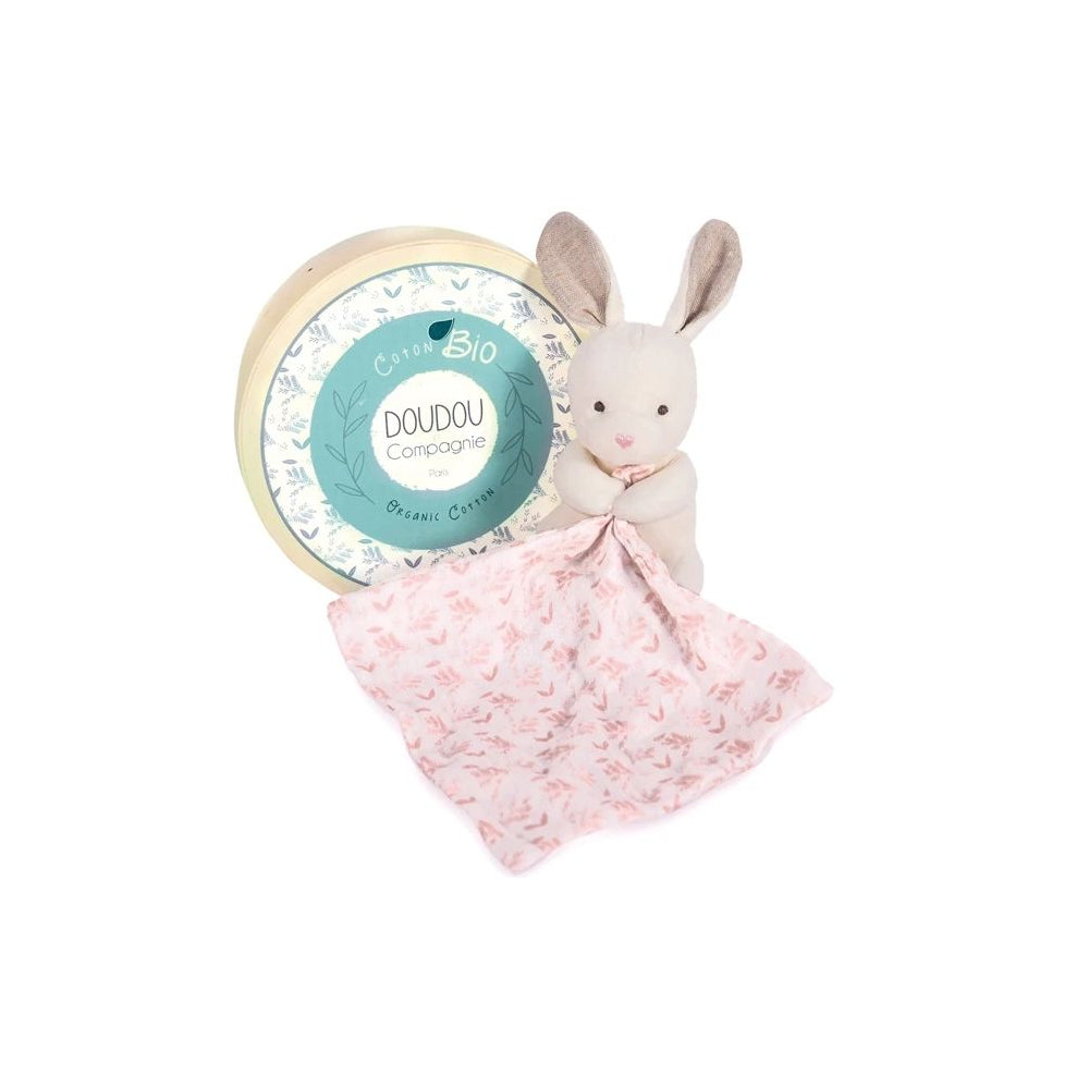 Bio Hase mit Schmusetuch, rosa 15cm