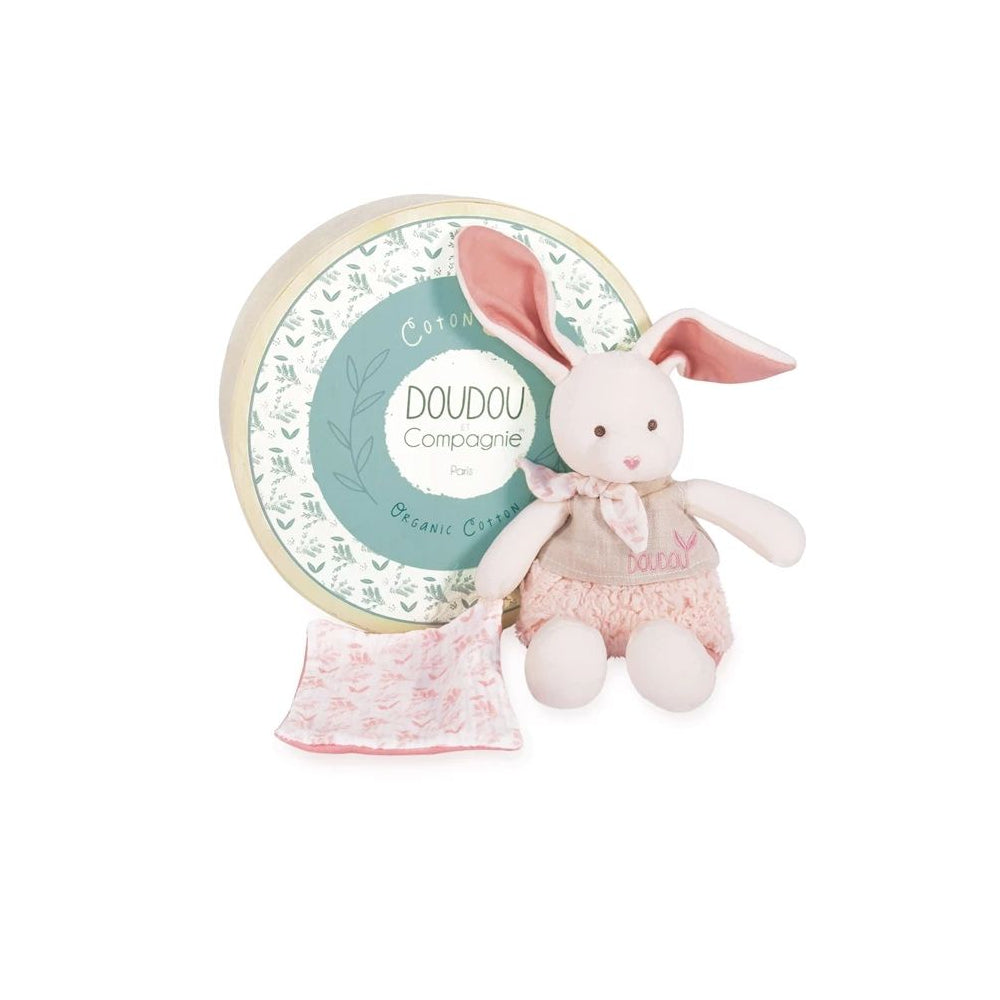 Bio Hase mit Schmusetuch, rosa 22cm