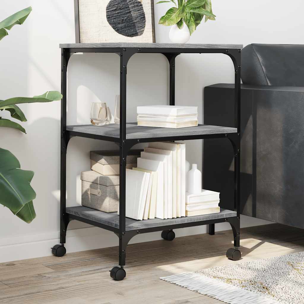 Druckerständer 3 Ablagen Grau Sonoma 50x41x75 cm Holzwerkstoff - Speedjust Schweiz