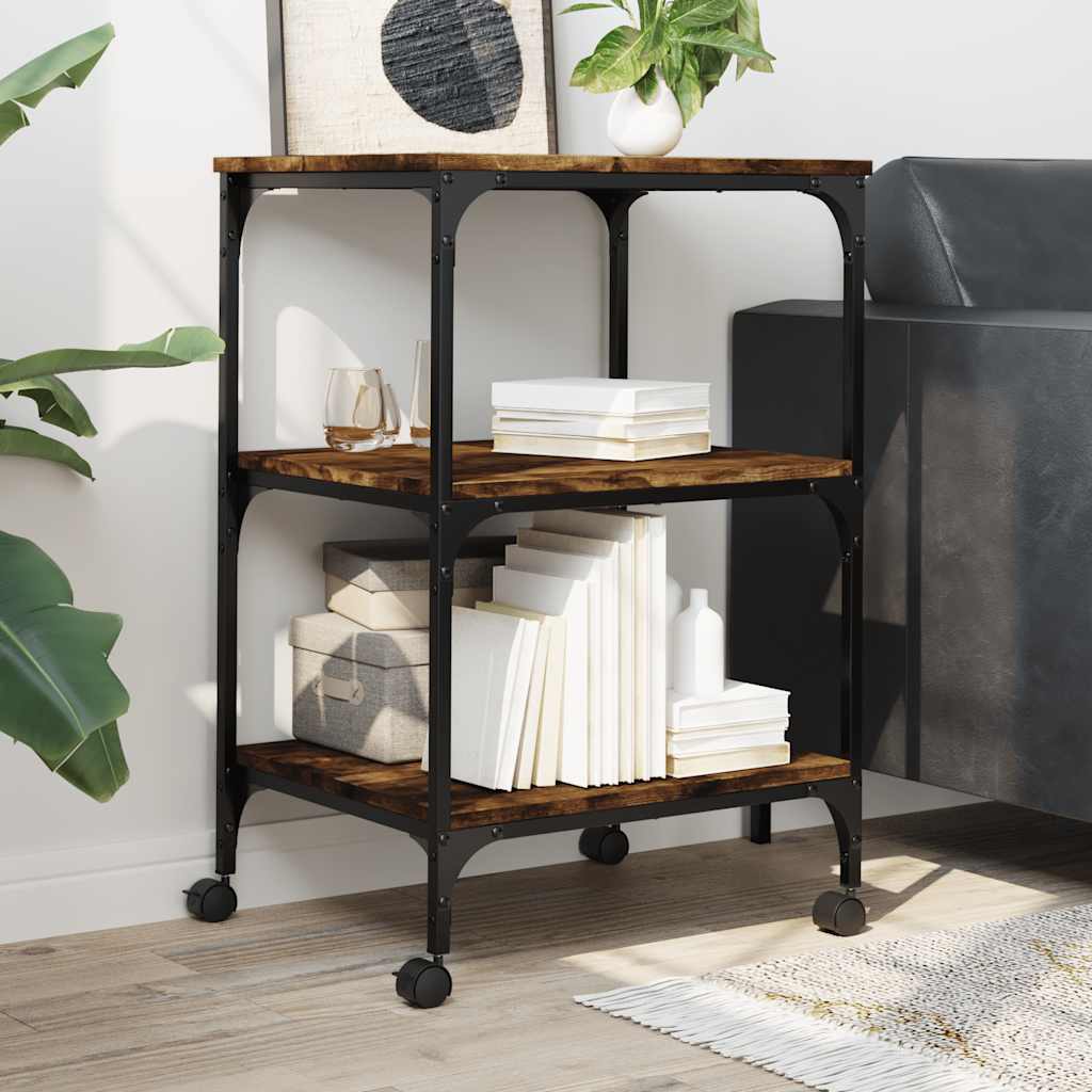 Druckerständer 3 Ablagen Räuchereiche 50x41x75 cm Holzwerkstoff - Speedjust Schweiz