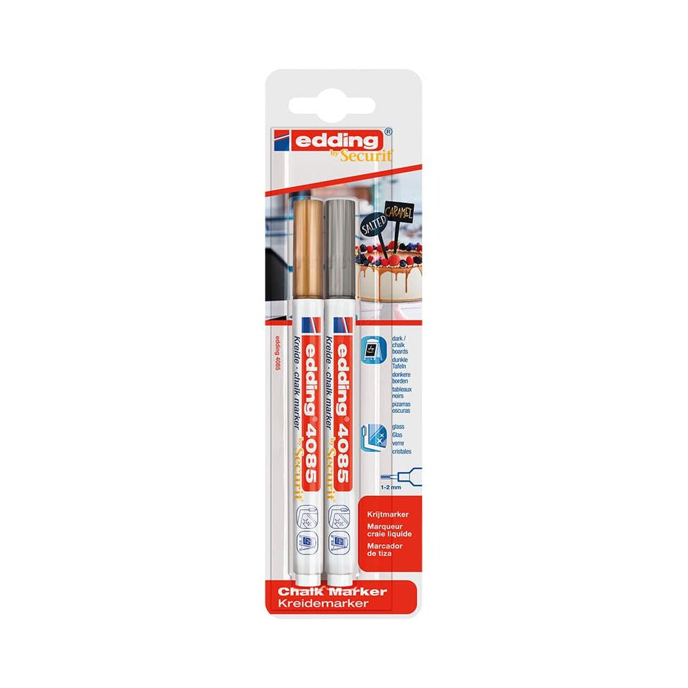 Edding® Kreidemarker 4085, 1 - 2mm, 2er - Set (Gold, Silber) - Kreidemarker - Speedjust Schweiz