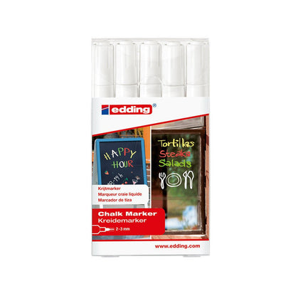 Edding® Kreidemarker 4095, 2 - 3mm, 5er - Set, Weiss - Kreidemarker - Speedjust Schweiz