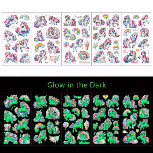 Glow in the Dark Tattoos Einhorn