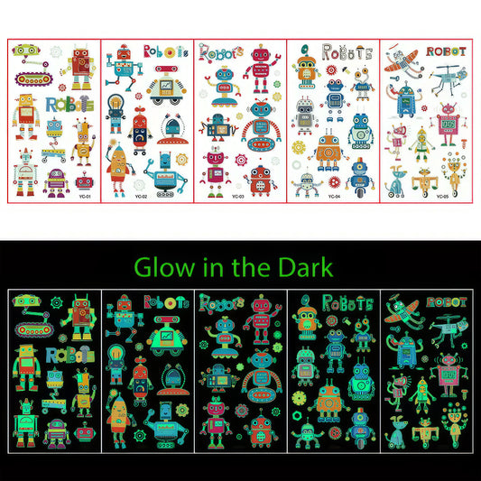 Glow in the Dark Tattoos Robots