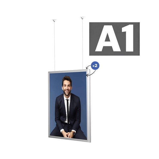 Hängender Alu Klapprahmen beidseitig, DIN A1, 32mm, Silber - Posterrahmen - Speedjust Schweiz