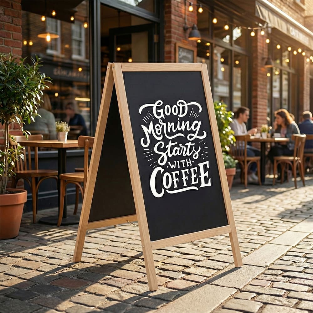 Holz Kundenstopper 95x54cm, Magnetisch, Buche, Outdoor - Kundenstopper - Speedjust Schweiz