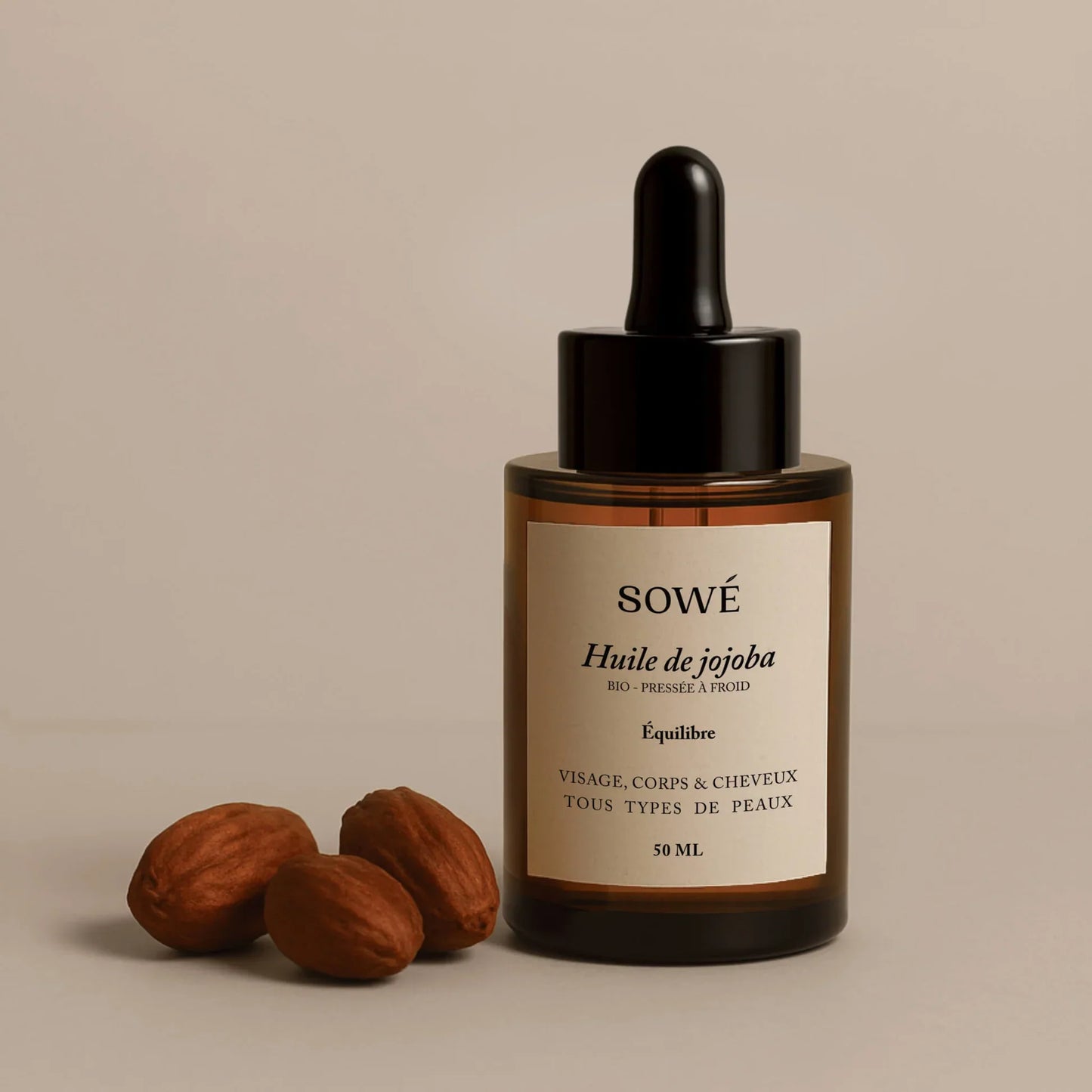 Huile de jojoba BIO pressée à froid - Pour le corps et les cheveux 50 ml - SOWÉ