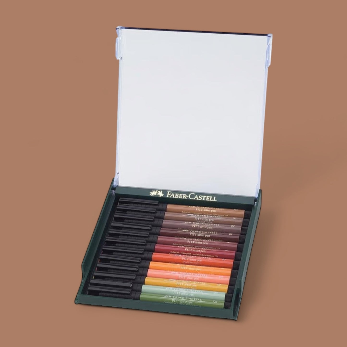 Faber Castell Pitt Artist Pen Brush Tuschestifte, 12er Etui, Erdfarben