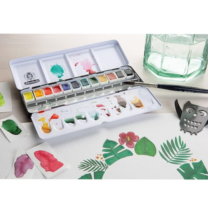 Schmincke   Akademie Aquarell Farbkasten, Grundsortiment 12 x 1/2 Näpfchen 75412