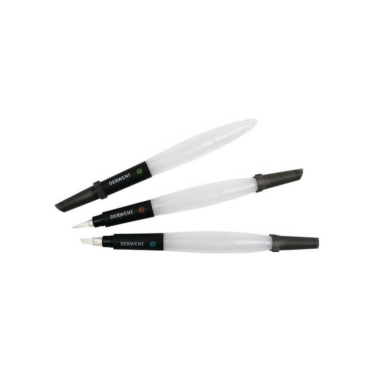 Derwent Waterbrush Multi-Pack – 3 Wasserpinsel mit Wassertank