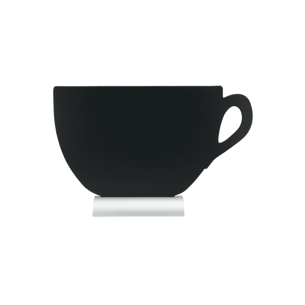Securit®, Tischkreidetafel Aufsteller mit Aluminiumfuss, "Kaffeetasse" Form-Silhouette, 34x22cm