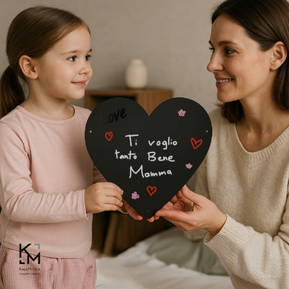 KalaMitica® Kreidetafel Magnetisch, Ohne Rahmen, Herz, 33x33cm, Schwarz/Anthrazit - Wandtafel - Speedjust Schweiz