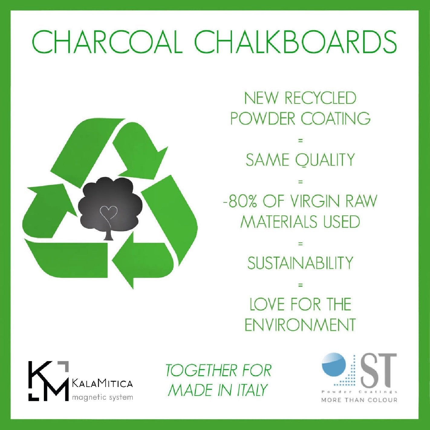 KalaMitica® Kreidetafel Magnetisch, Ohne Rahmen, Kleeblatt, 33x33cm, Schwarz/Anthrazit - Wandtafel - Speedjust Schweiz