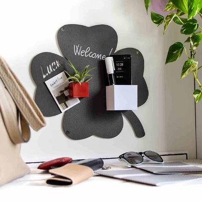 KalaMitica® Kreidetafel Magnetisch, Ohne Rahmen, Kleeblatt, 33x33cm, Schwarz/Anthrazit - Wandtafel - Speedjust Schweiz