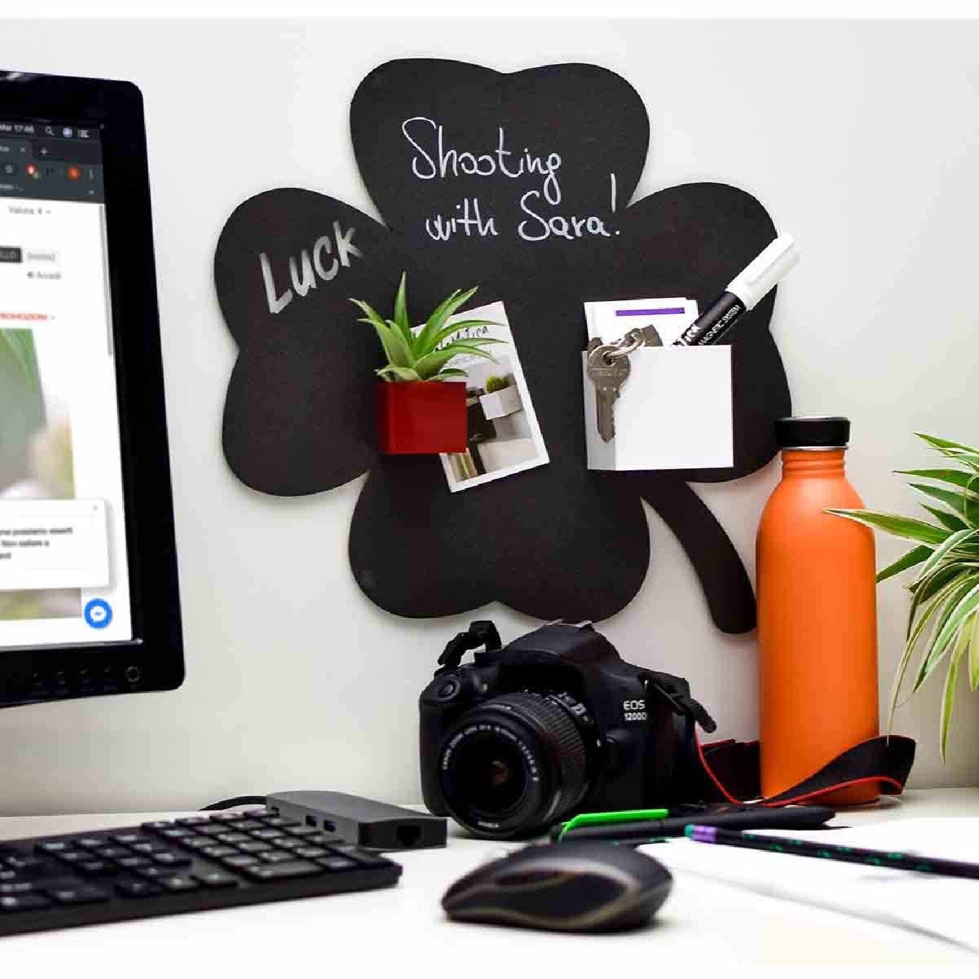 KalaMitica® Kreidetafel Magnetisch, Ohne Rahmen, Kleeblatt, 33x33cm, Schwarz/Anthrazit - Wandtafel - Speedjust Schweiz