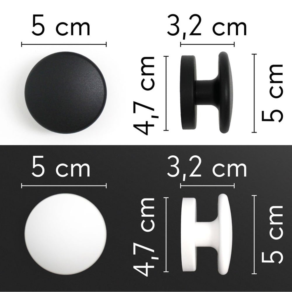 KalaMitica® Magnetische Garderobenhaken Neodym, Ø5.2cm, Weiss/Schwarz, 2 Stk. - Magnetische Produkte - Speedjust Schweiz