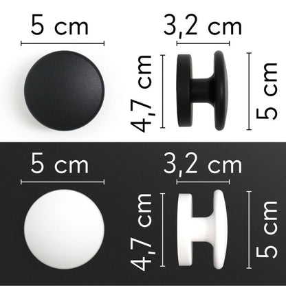 KalaMitica® Magnetische Garderobenhaken Neodym, Ø5.2cm, Weiss/Schwarz, 2 Stk. - Magnetische Produkte - Speedjust Schweiz
