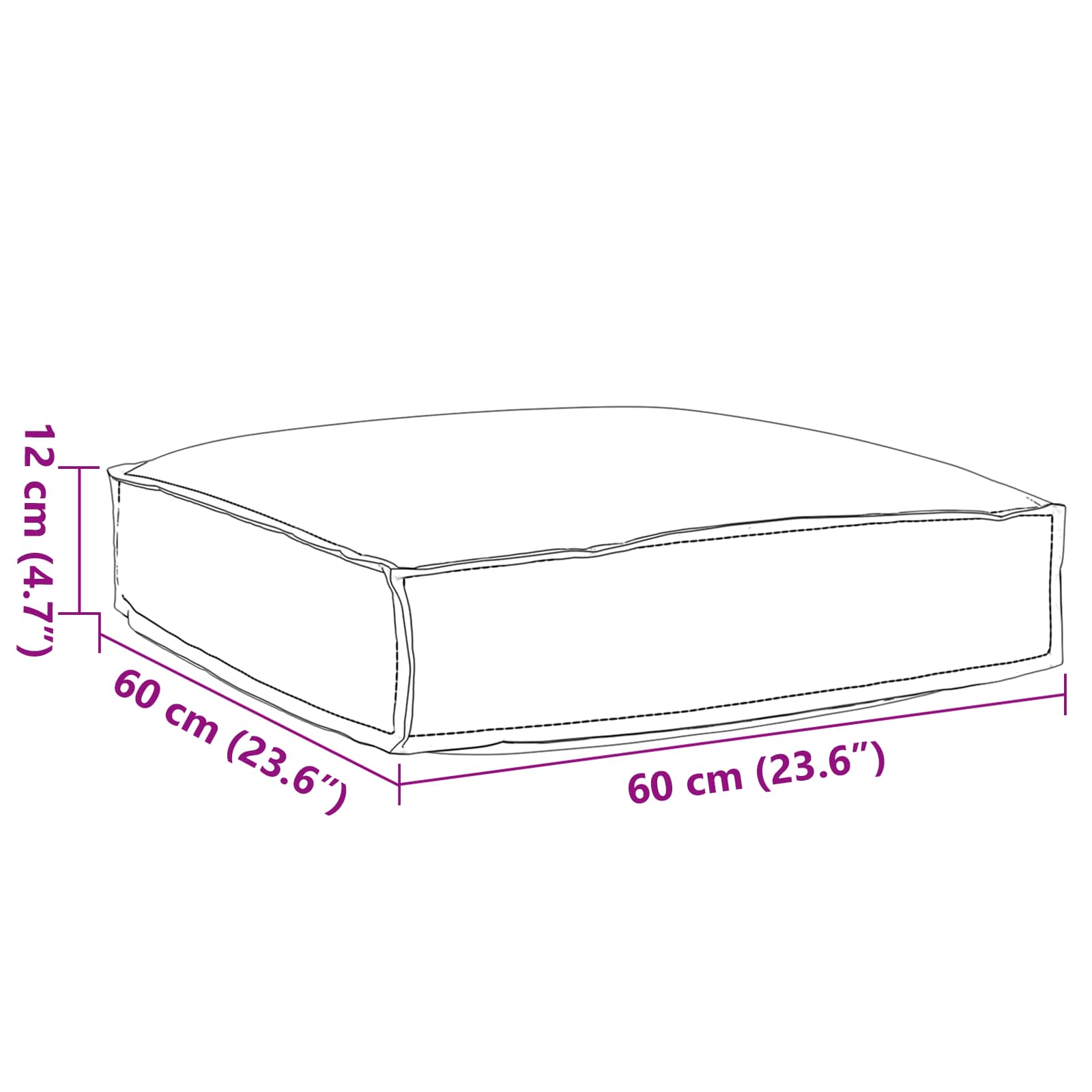 Kissen Weinrot 60 x 60 x 12 cm Oxford - Stoff - Speedjust Schweiz