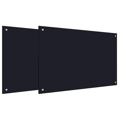Küchenrückwand 2 pcs Schwarz 90 x 60 cm Gehärtetes Glas - Speedjust Schweiz