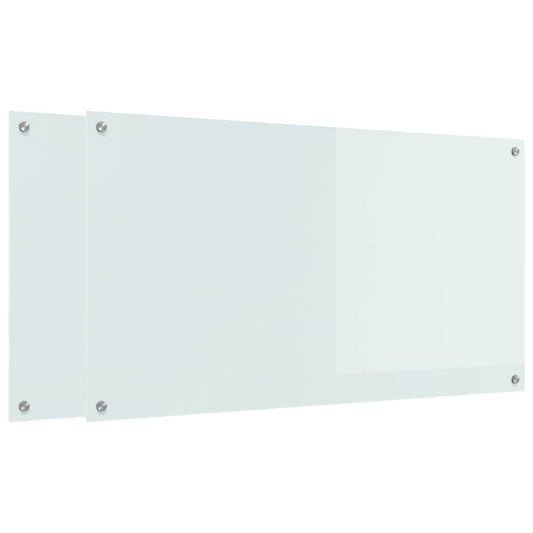Küchenrückwand 2 pcs Weiß 110 x 60 cm Gehärtetes Glas - Speedjust Schweiz