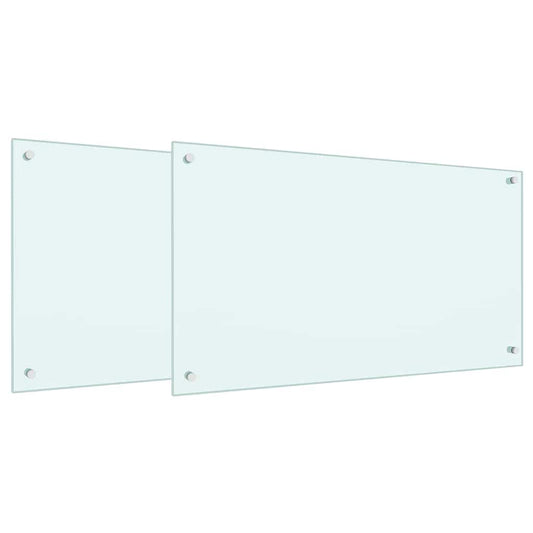 Küchenrückwand 2 pcs Weiß 90 x 50 cm Gehärtetes Glas - Speedjust Schweiz