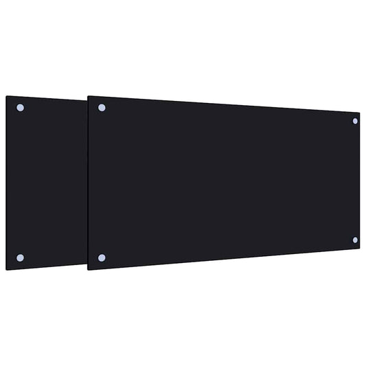 Küchenrückwände 2 Stk. Schwarz 80x40 cm Hartglas - Speedjust Schweiz