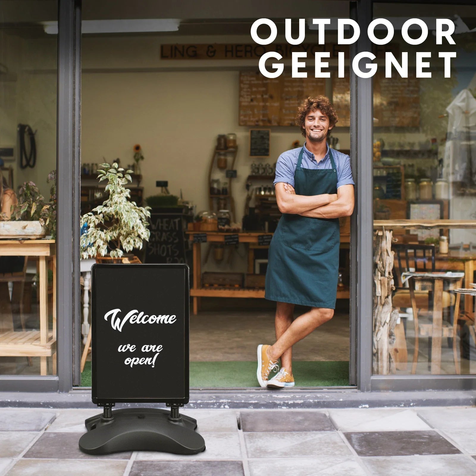 Kundenstopper Alu Classic mit Wassertank, Schwarz, Outdoor - Kundenstopper - Speedjust Schweiz