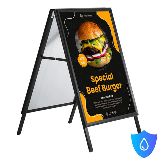Kundenstopper Alu Classic Wasserfest, DIN A1, Schwarz, Outdoor - Kundenstopper - Speedjust Schweiz