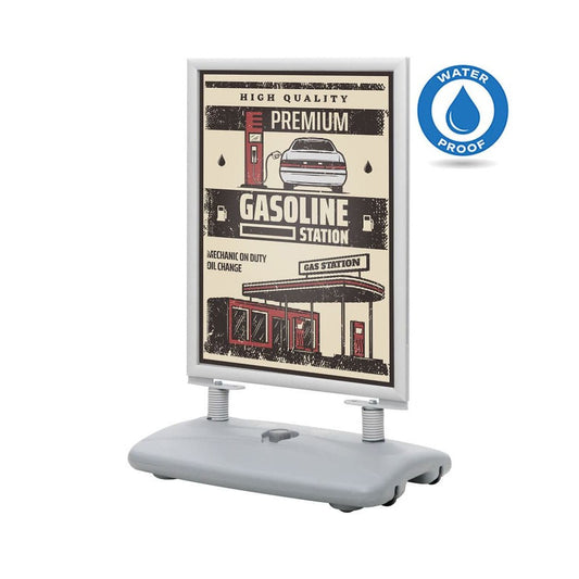 Kundenstopper Alu "Poster Swing" mit Wassertank, DIN A1, Silber, Outdoor - Kundenstopper - Speedjust Schweiz