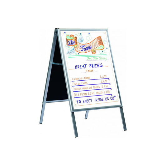 Kundenstopper Alu Classic mit Whiteboard – Einzelstücke (B-Ware)