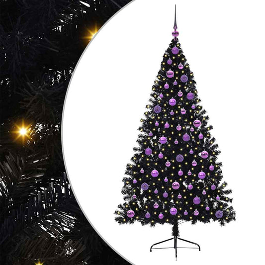 Künstlicher vorbeleuchteter Weihnachtsbaum Schwarz 180 cm PVC - Speedjust Schweiz