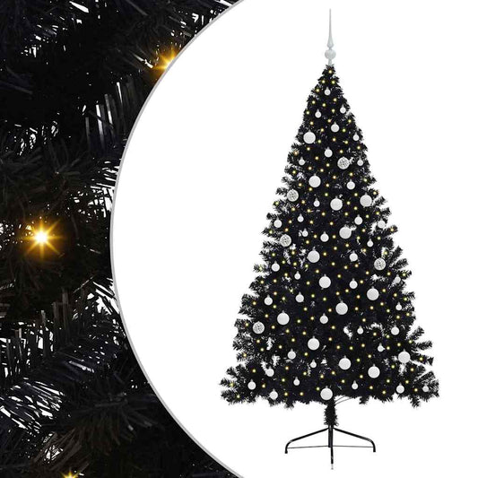 Künstlicher vorbeleuchteter Weihnachtsbaum Schwarz 180 cm PVC - Speedjust Schweiz