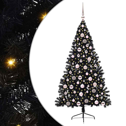 Künstlicher vorbeleuchteter Weihnachtsbaum Schwarz 180 cm PVC - Speedjust Schweiz