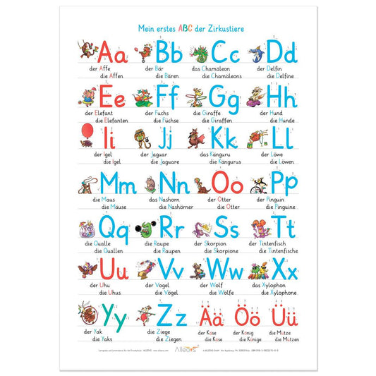 Poster didattico: Il mio primo ABC degli animali del circo