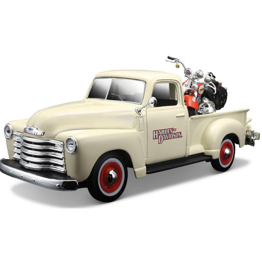 Chey Pickup 1950 + Harley Davidson Heritage 1:24